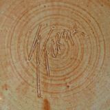 5 vintage signed stoneware flat plates