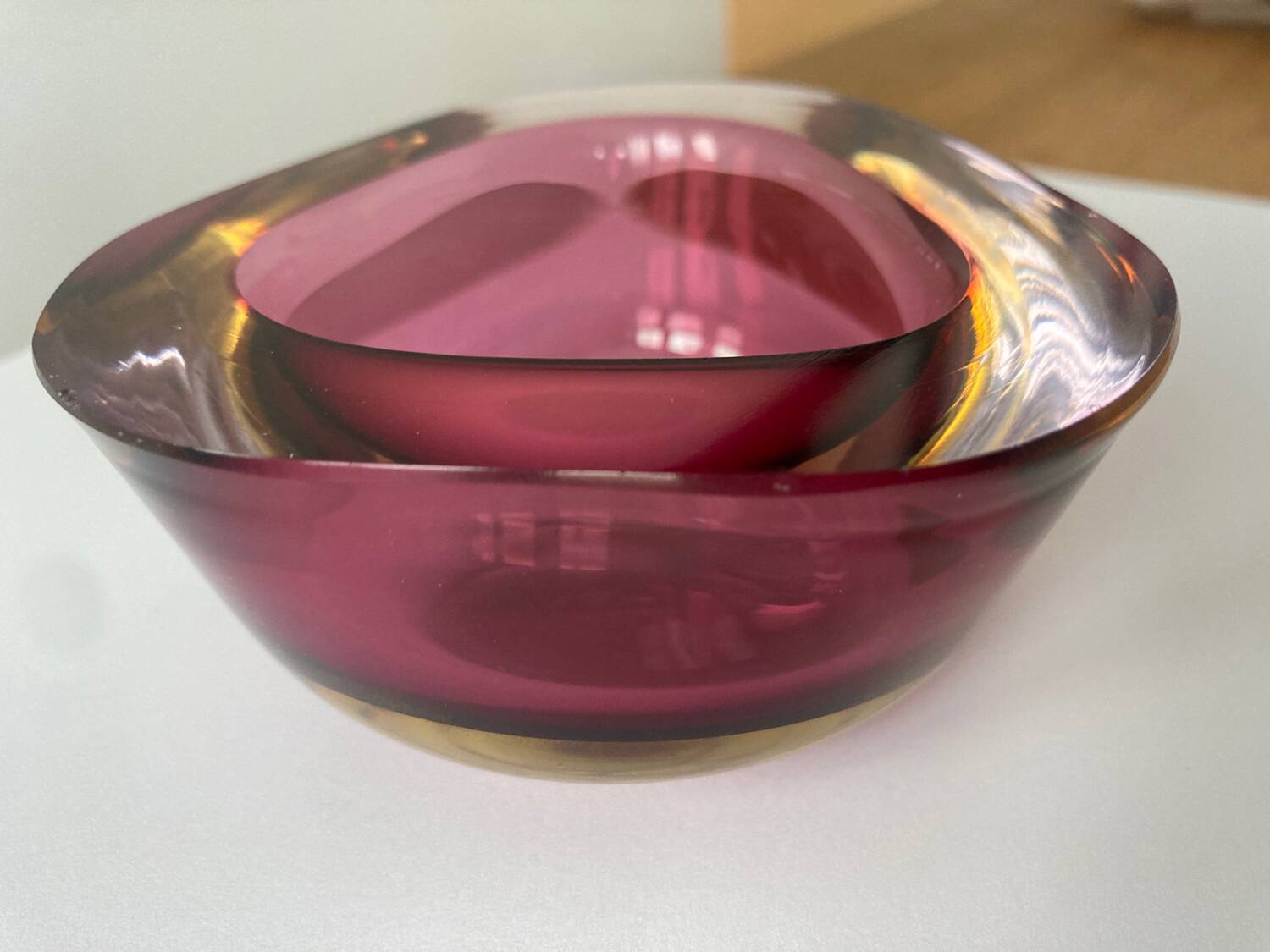 Purple and yellow Murano glass empty pocket