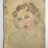 Portrait of a woman, 1950s/1960s. Watercolor and graphite on paper