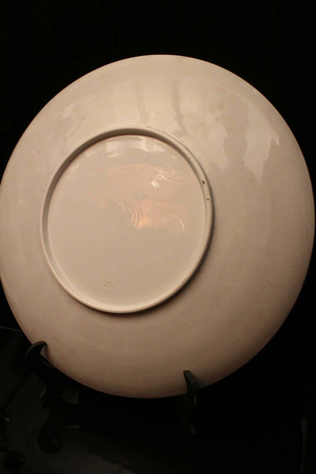 Important earthenware dish Creil Montereau forest Fontainebleau signed Gauthier 1886