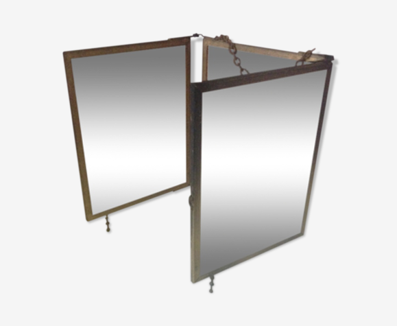 Miroir barbier laiton tryptique, 1930