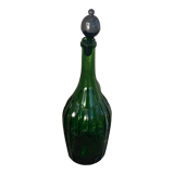 Bouteille en verre verte bouchon vert et étain ancienne