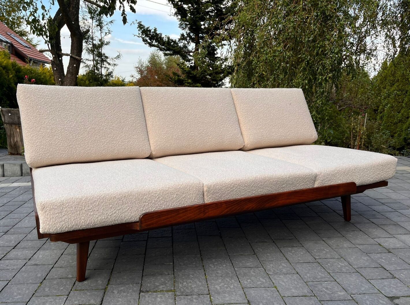 JITONA Sofa Renovated Buckle Fabric, Vintage Czech 1960s