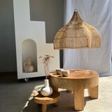 Quadripod coffee table in solid wood monoxyl natural color (dark)