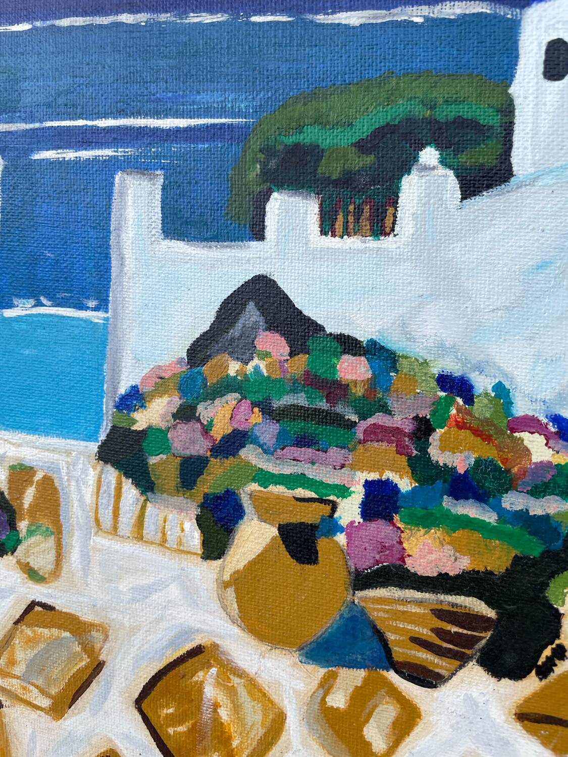 Huile sur toile paysage grecque