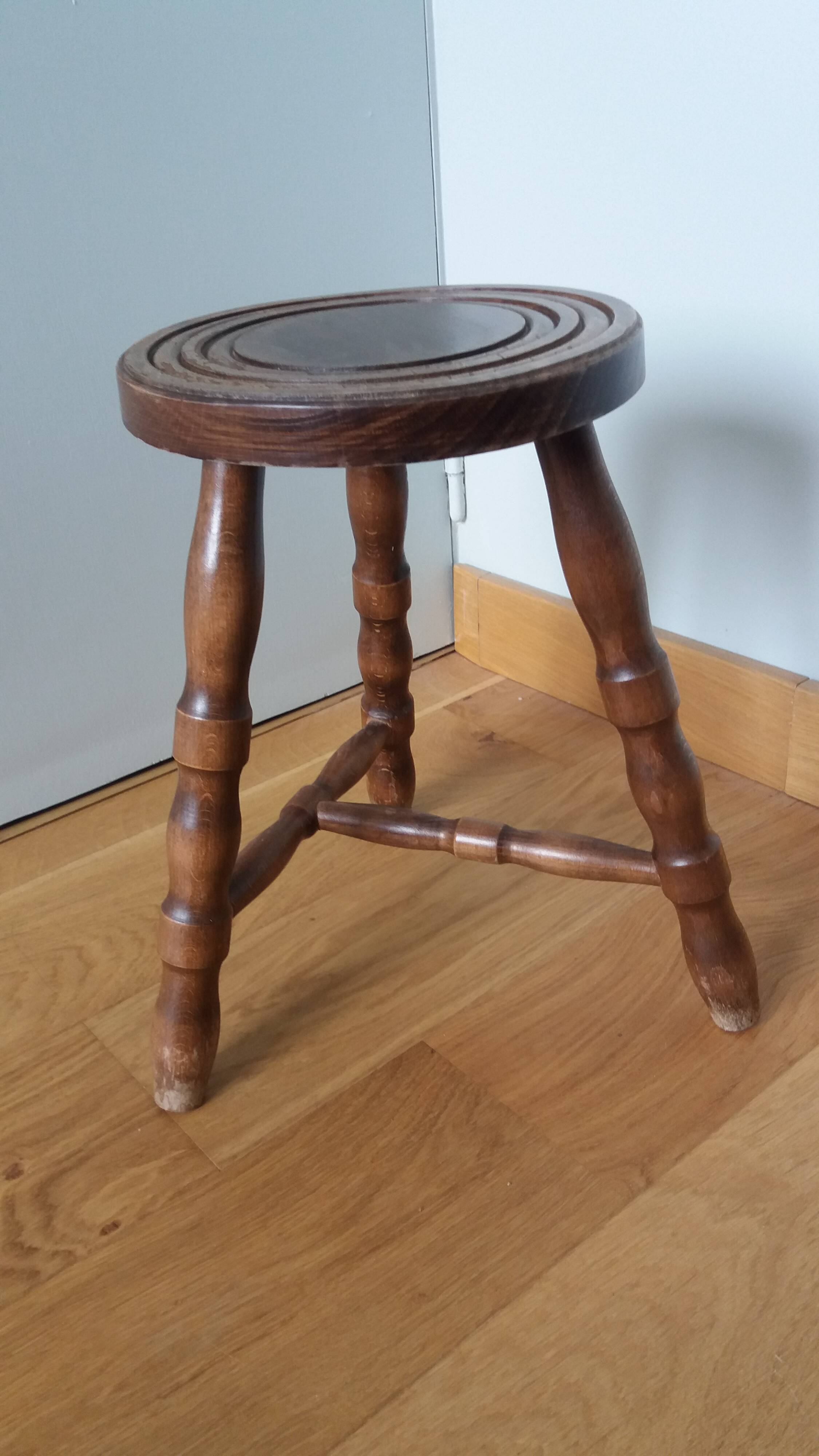 Turned wooden stool
