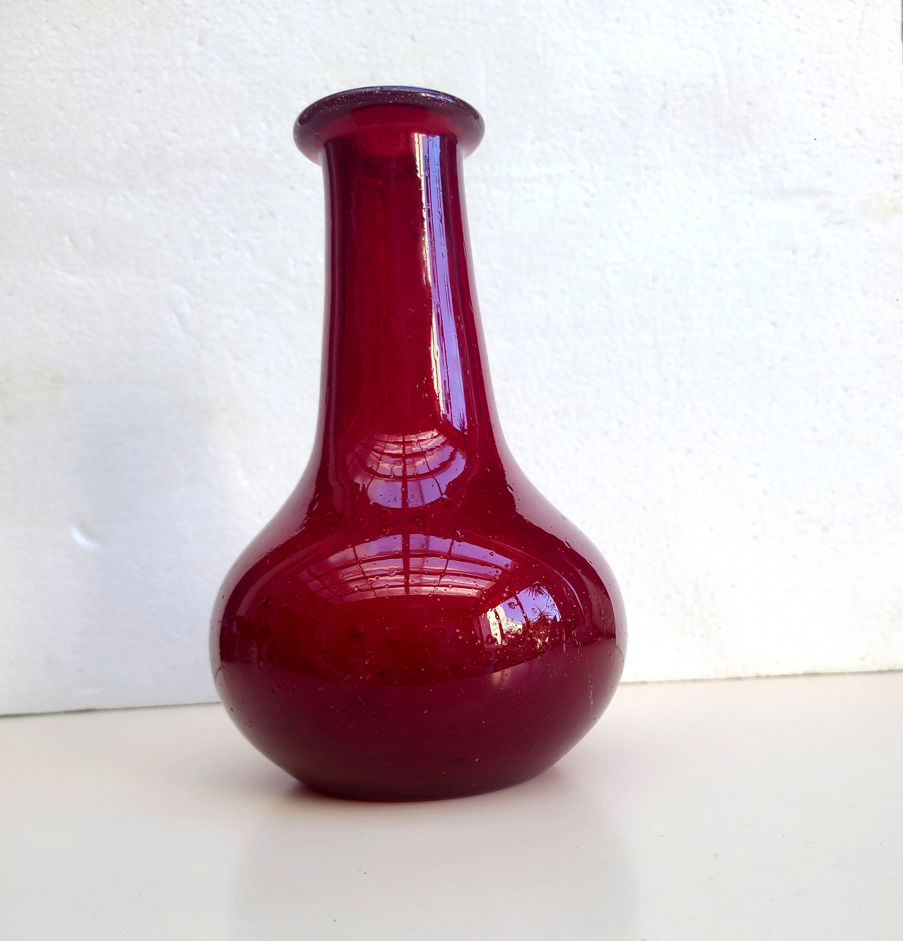 Antique mouth-blown glass vase