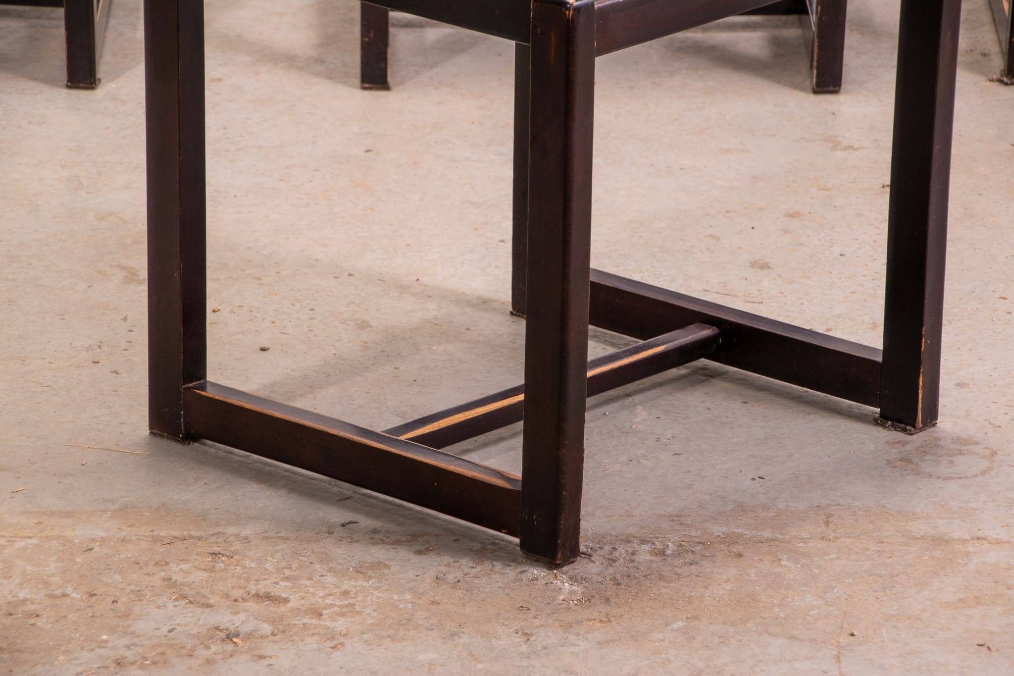 Italian beech and boucle dining chairs