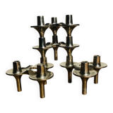 Modular chrome metal candle holders by Nagel & Stoffi. Set of 4