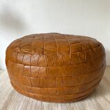 Patchwork leather pouf 70s