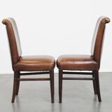 Set of 6 Dining Chairs Made from Sheepskin Leather