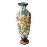 Large multicoloured floral vase in Royal Gouda Porcelain, Zuid Holland.