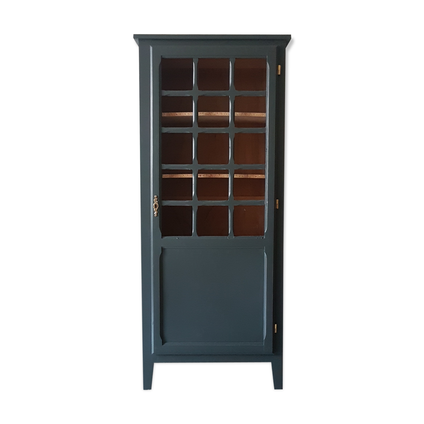 Vintage wooden wardrobe in deep blue