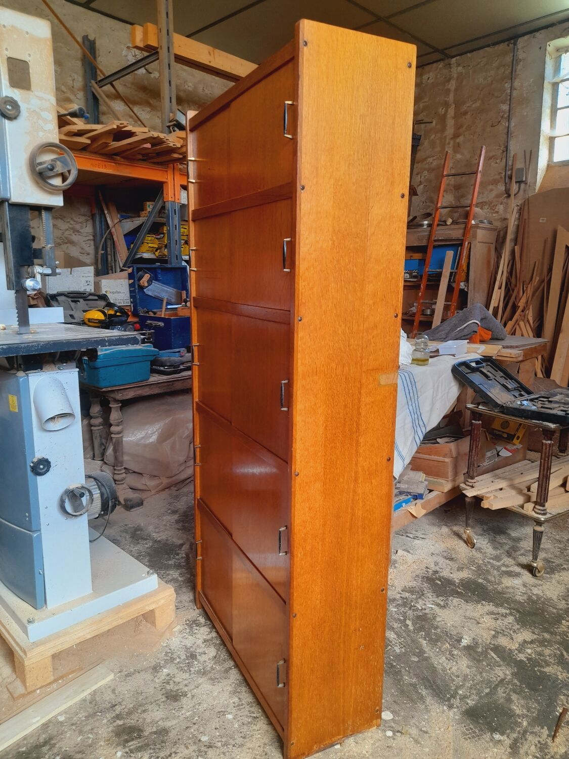 Shelves, bookcase with vintage sliding doors