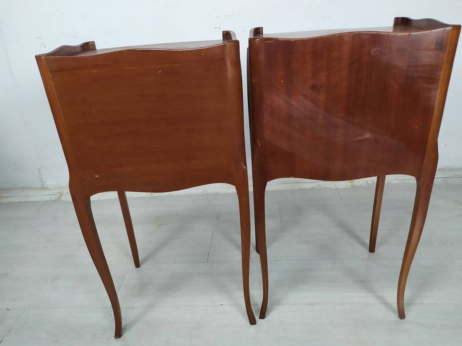 Pair of marquetry bedside tables