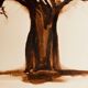 Signed monochrome watercolour painting of a baobab tree, South Africa.