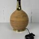 Large midcentury pencil reed rattan bamboo and brass table lamp Italy 1970s