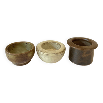 3 Spice bowls, enameled stoneware