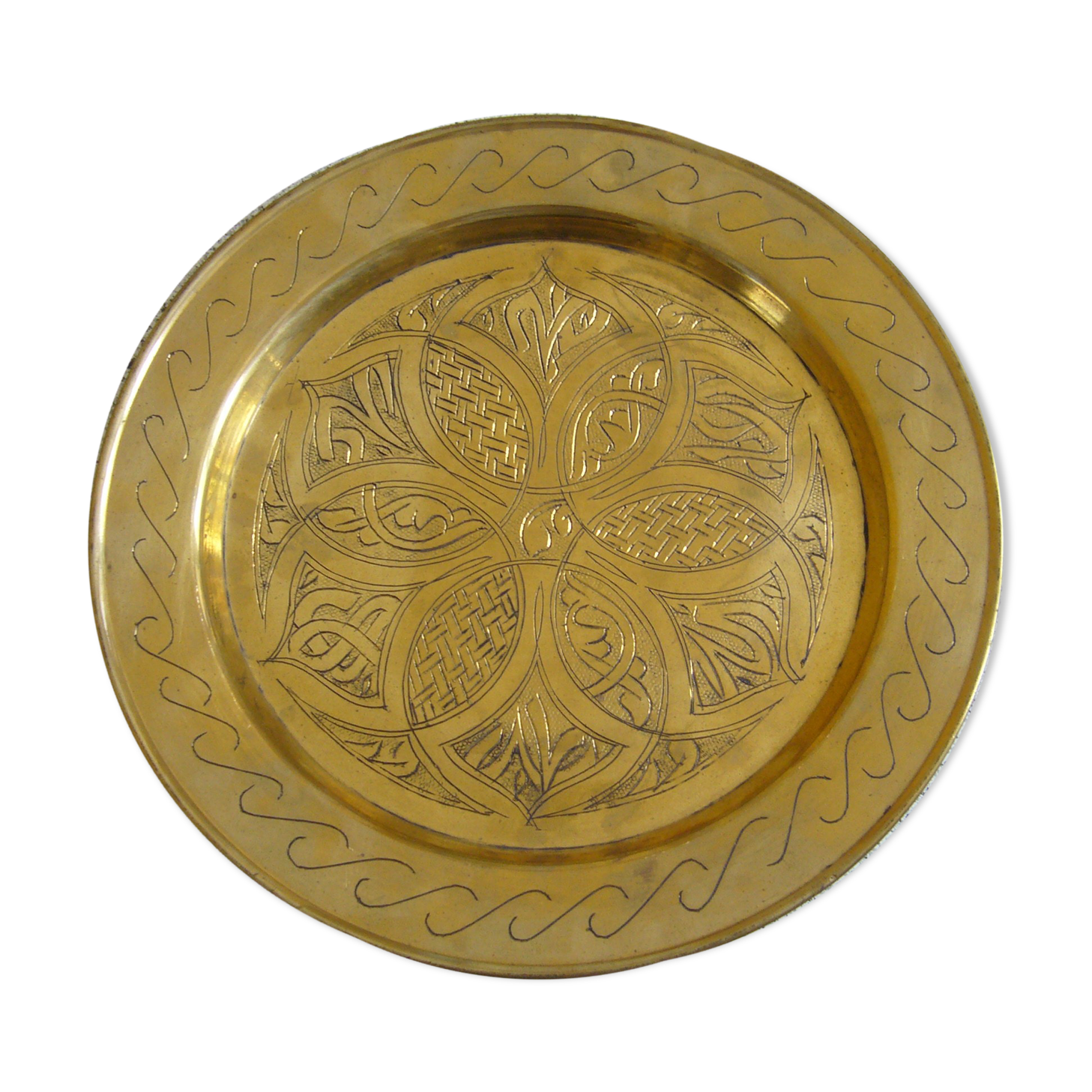 Oriental style chiseled metal plate