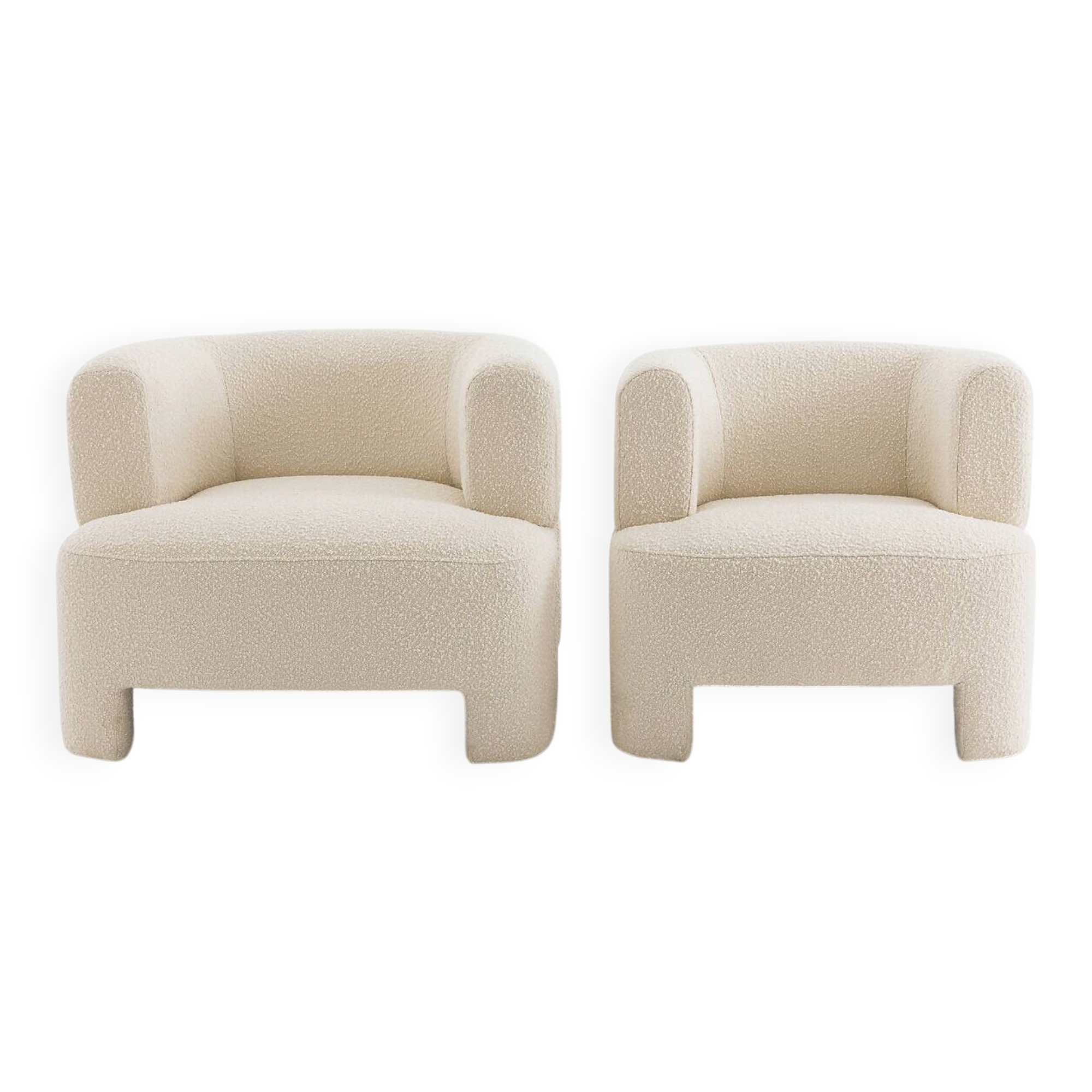 Lot 2 fauteuils petit modèle tissu bouclette, darrel