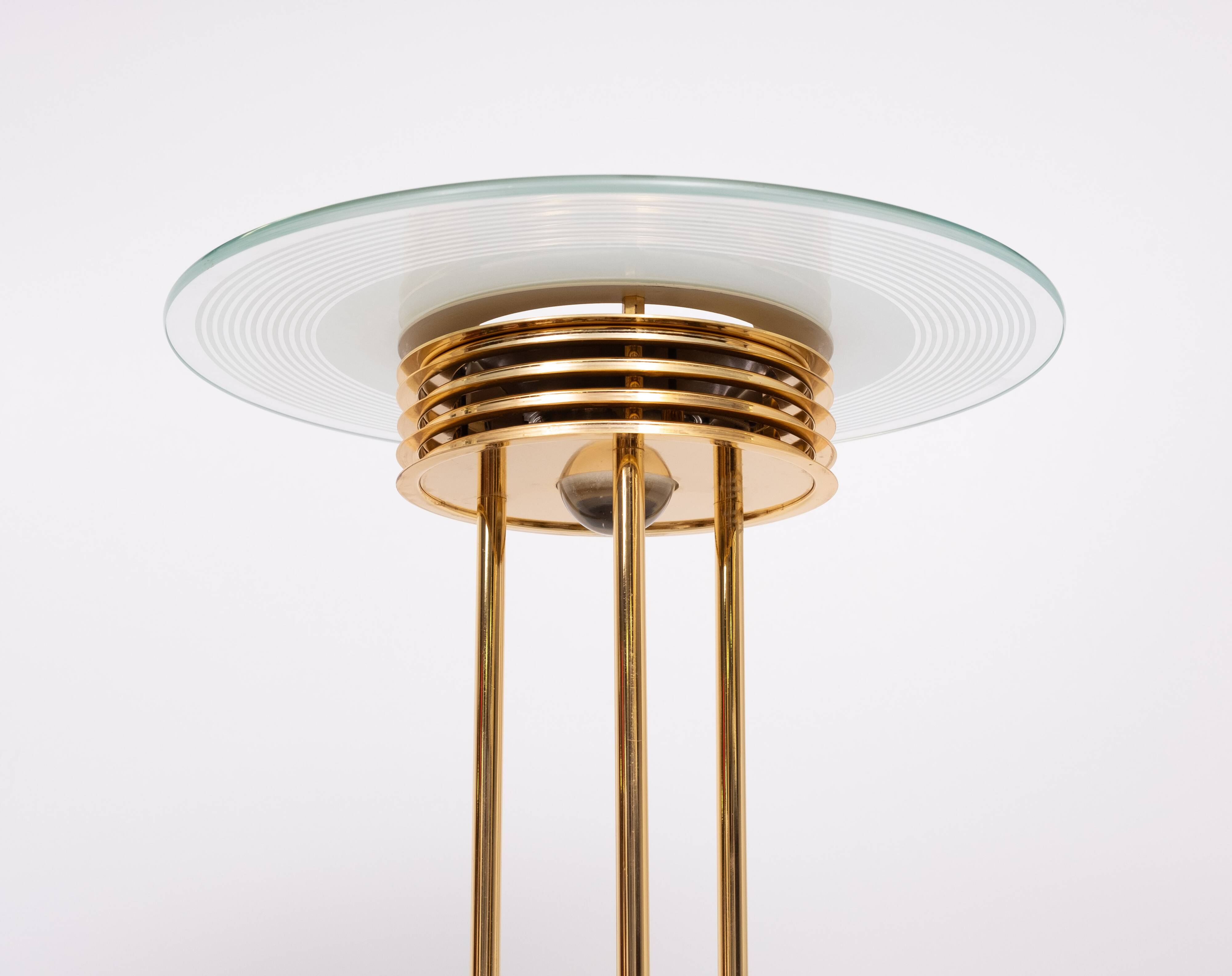 Impressive Large Brass Halogen floor lamp 1980s