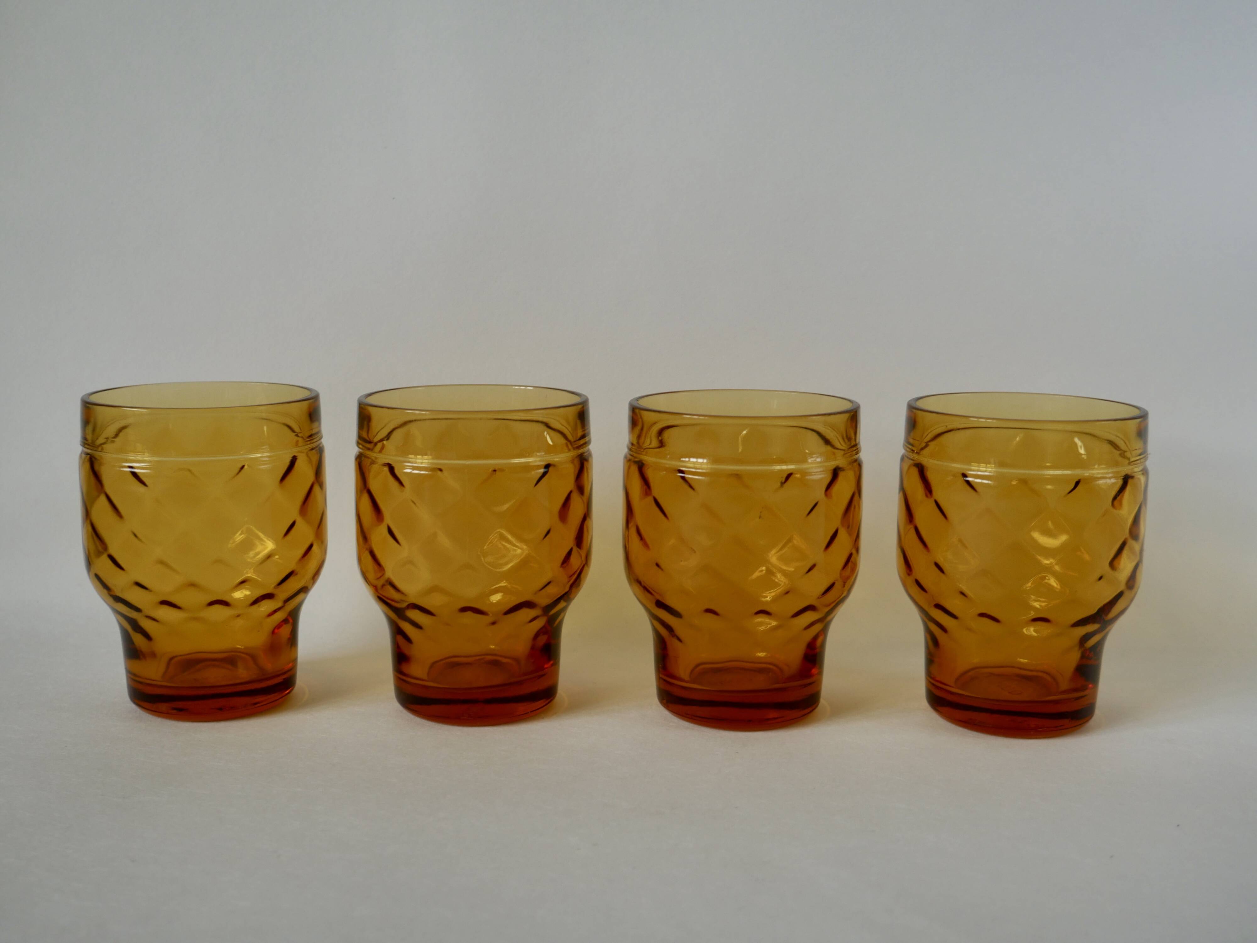 Lot de 4 verres ambrés Pernod années 70
