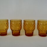 Set of 4 Pernod amber glasses from the 70s