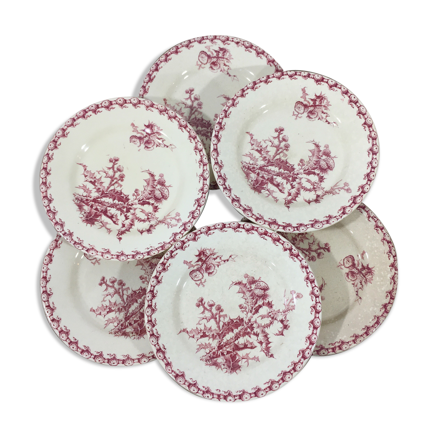 Lot of 6 plates flat porcelain by Gien