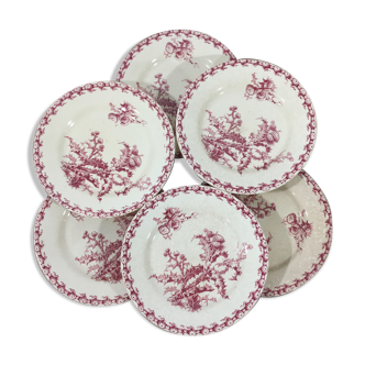Lot of 6 plates flat porcelain by Gien