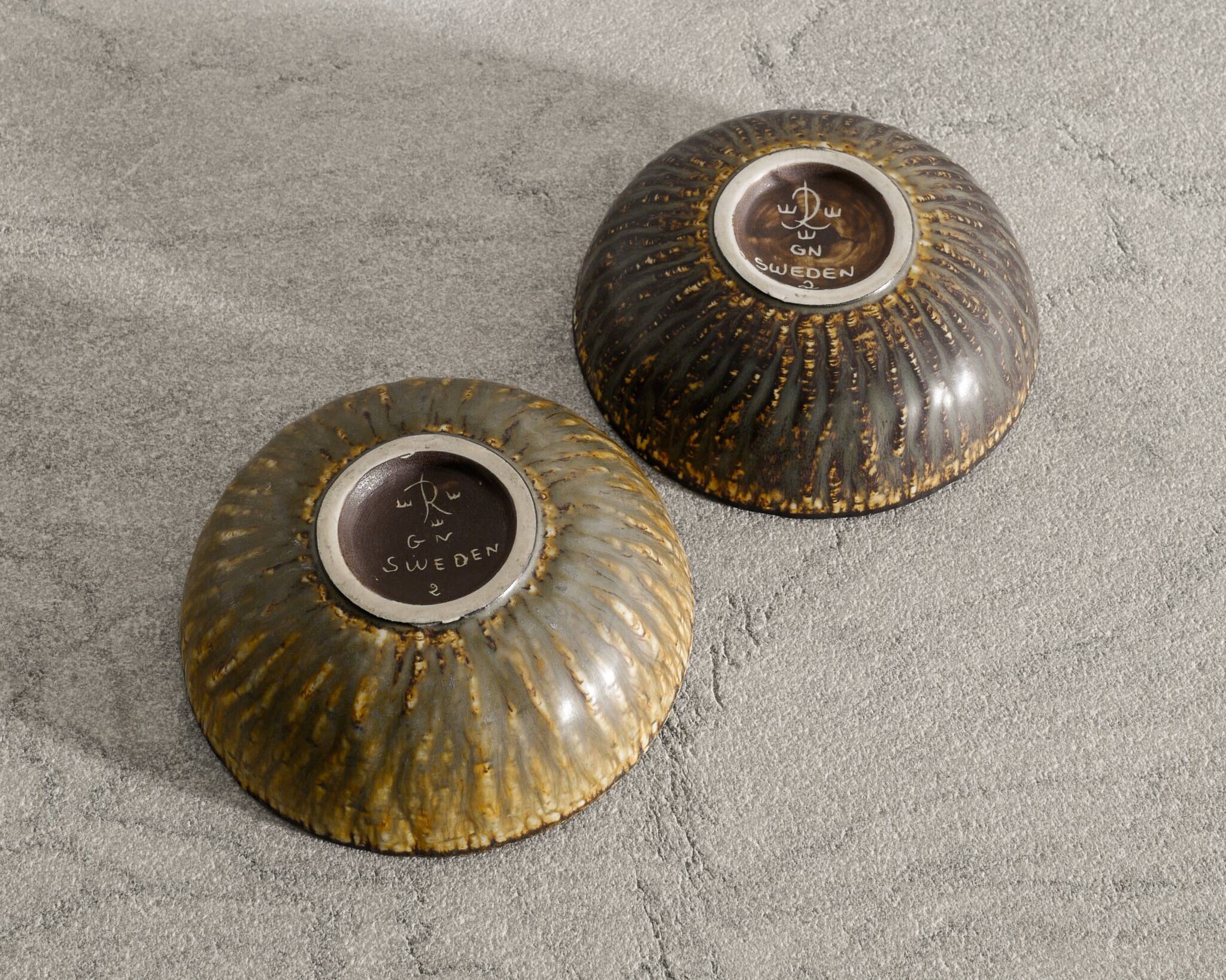 Vintage Swedish Mid Century Ceramic Rubus Bowls Gunnar Nylund, 1950s