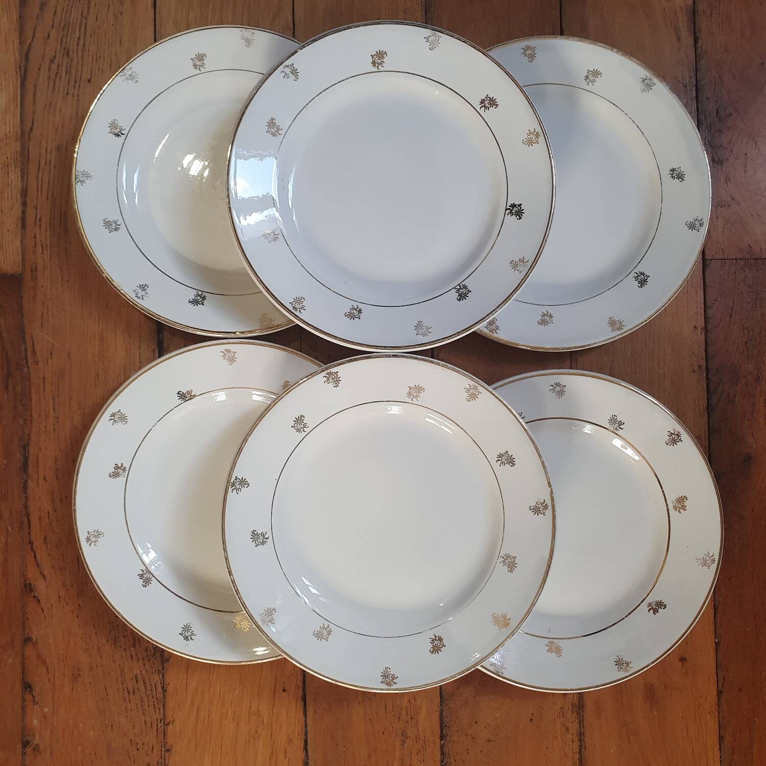 6 assiettes à dessert dorées - Digoin Sarreguemines