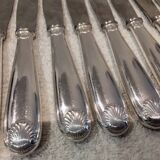 12 silver-plated table knives by Christofle Vendôme, 24.5cm