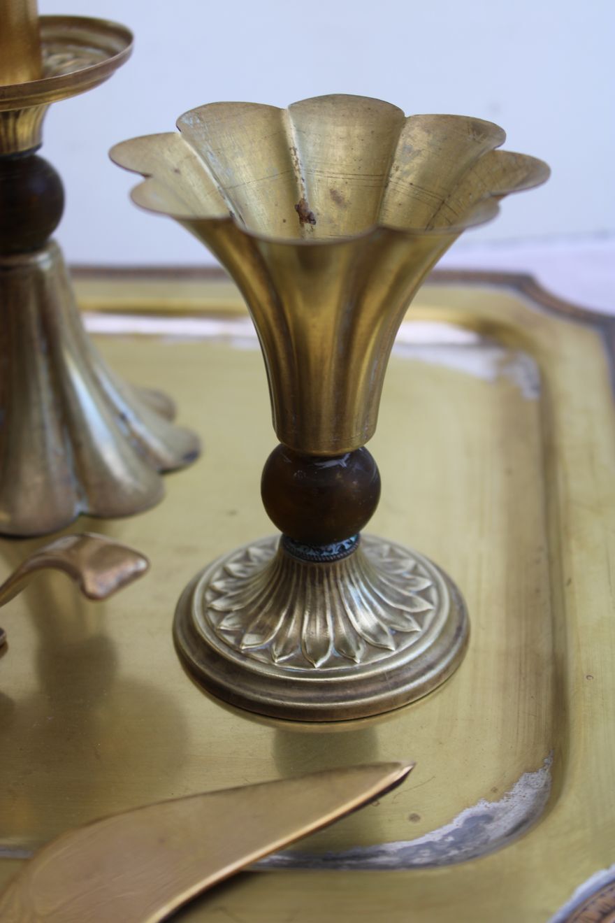 Pair of golden candle holders