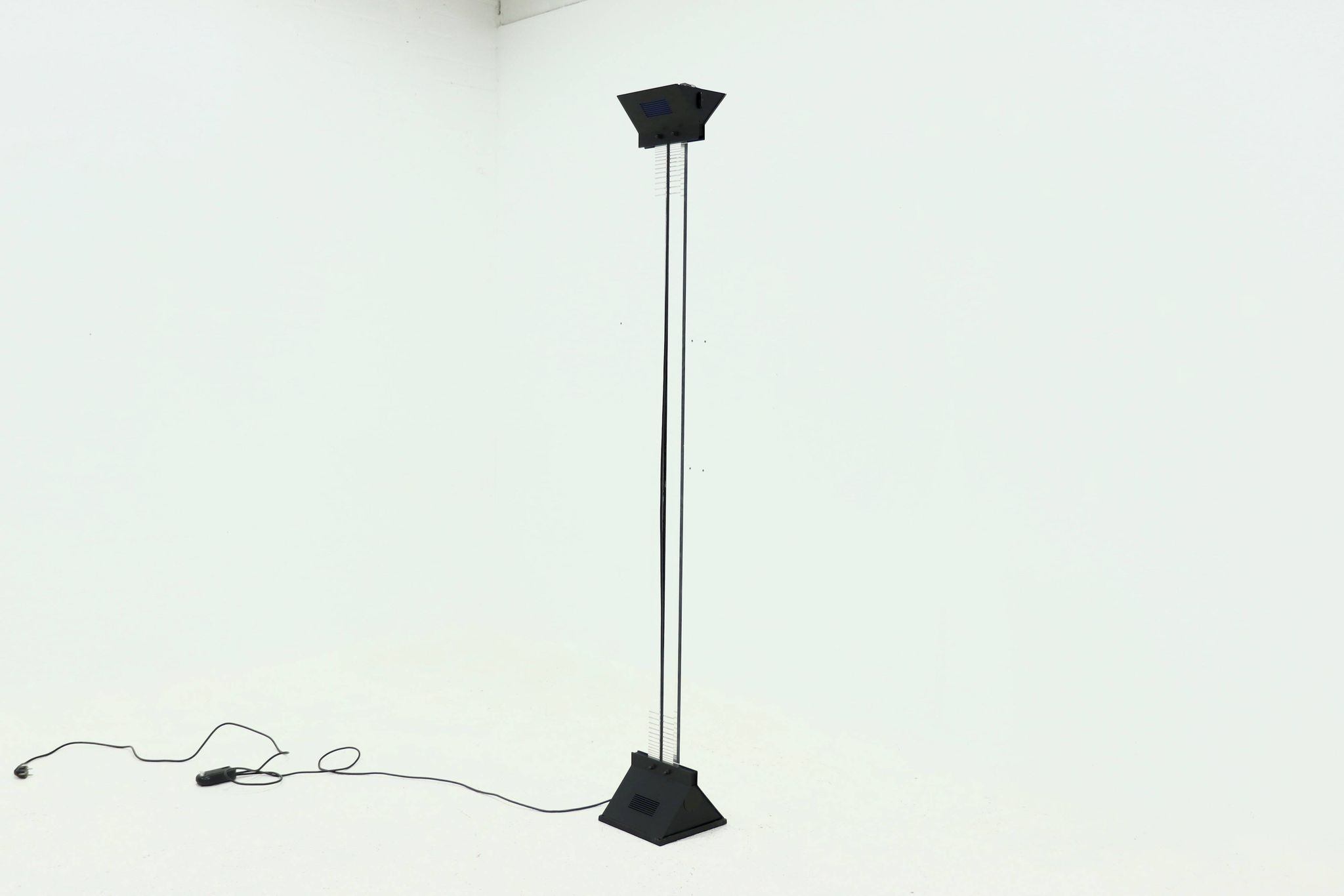 Italian Postmodern Lucite and Steel Uplighter Floor Lamp 1980s