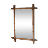 Bamboo effect wooden mirror, vintage wall mirror, decor