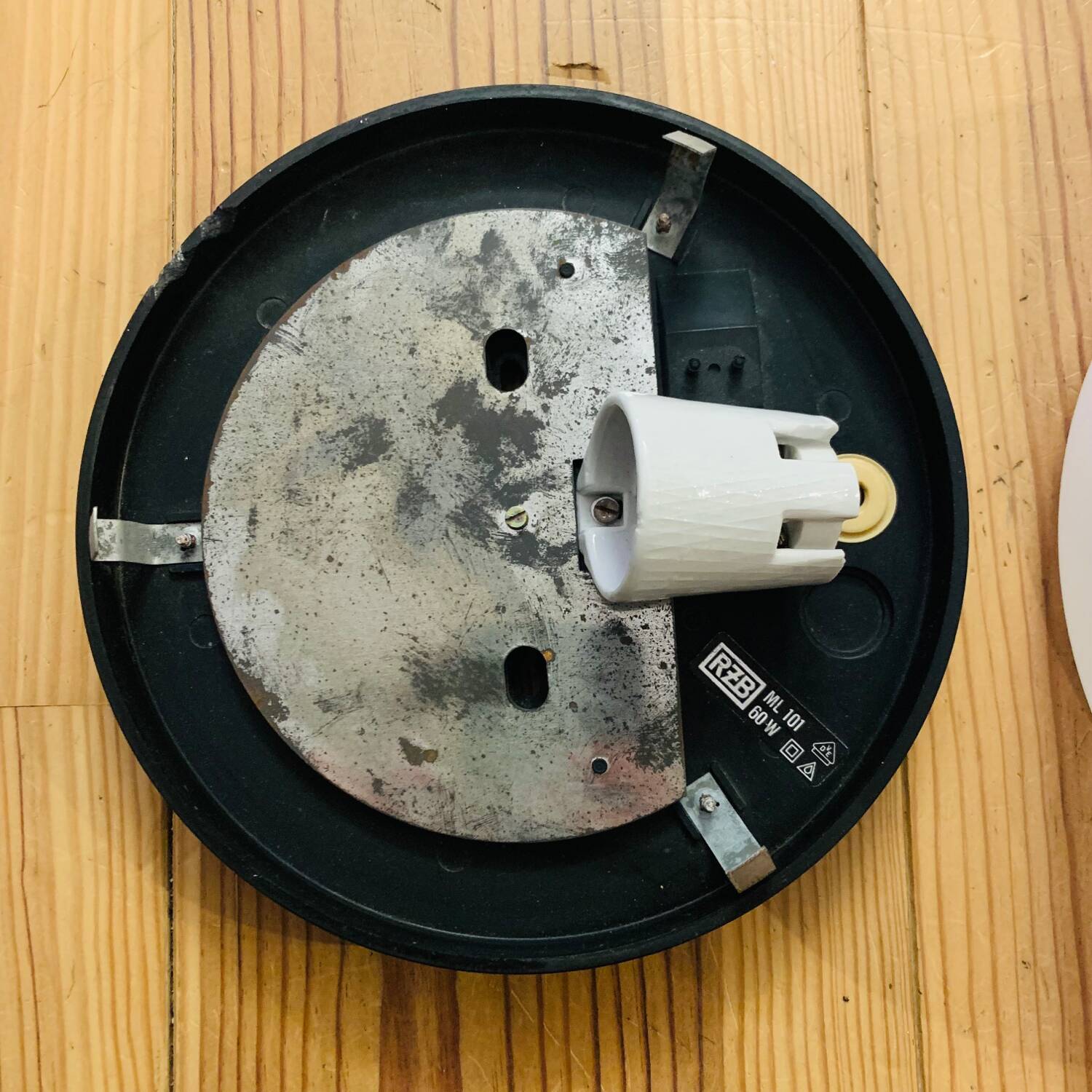 Round opaline and bakelite wall light rzb leuchten