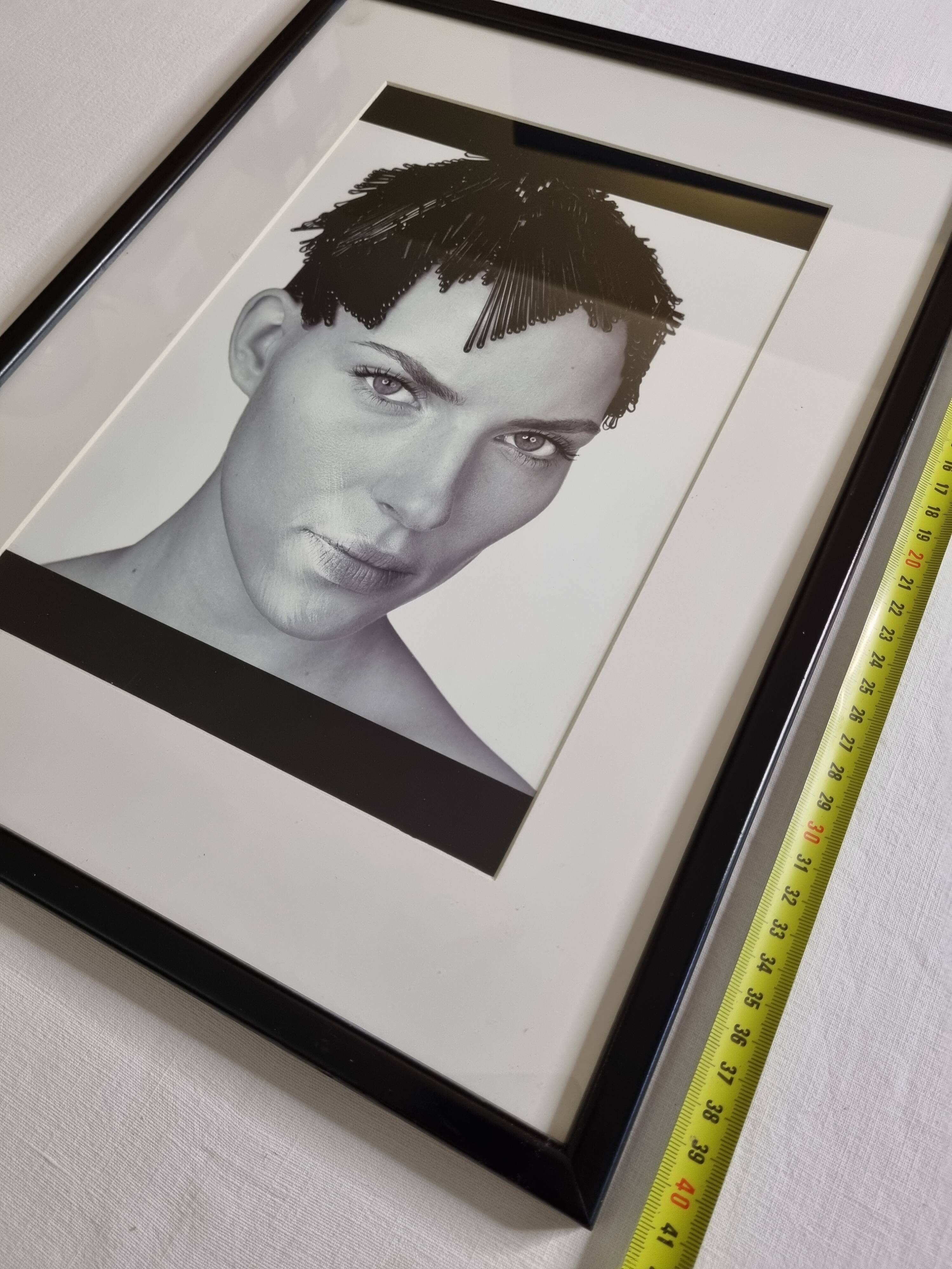 Fashion photography, portrait, Petra Bernardi, framed under glass, 32 x 41 cm