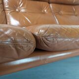 Scandinavian fawn leather sofa