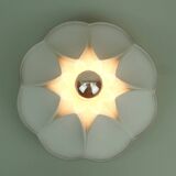 Vintage ceramic ceiling light or wall lamp flower shape white grey rose 80s