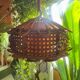 Suspended lamp in bamboo and rattan with chinoiserie details by Louis Sognot, 1950.