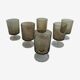 6 Old Luminarc Smoked Foot Glasses H11.5 cm
