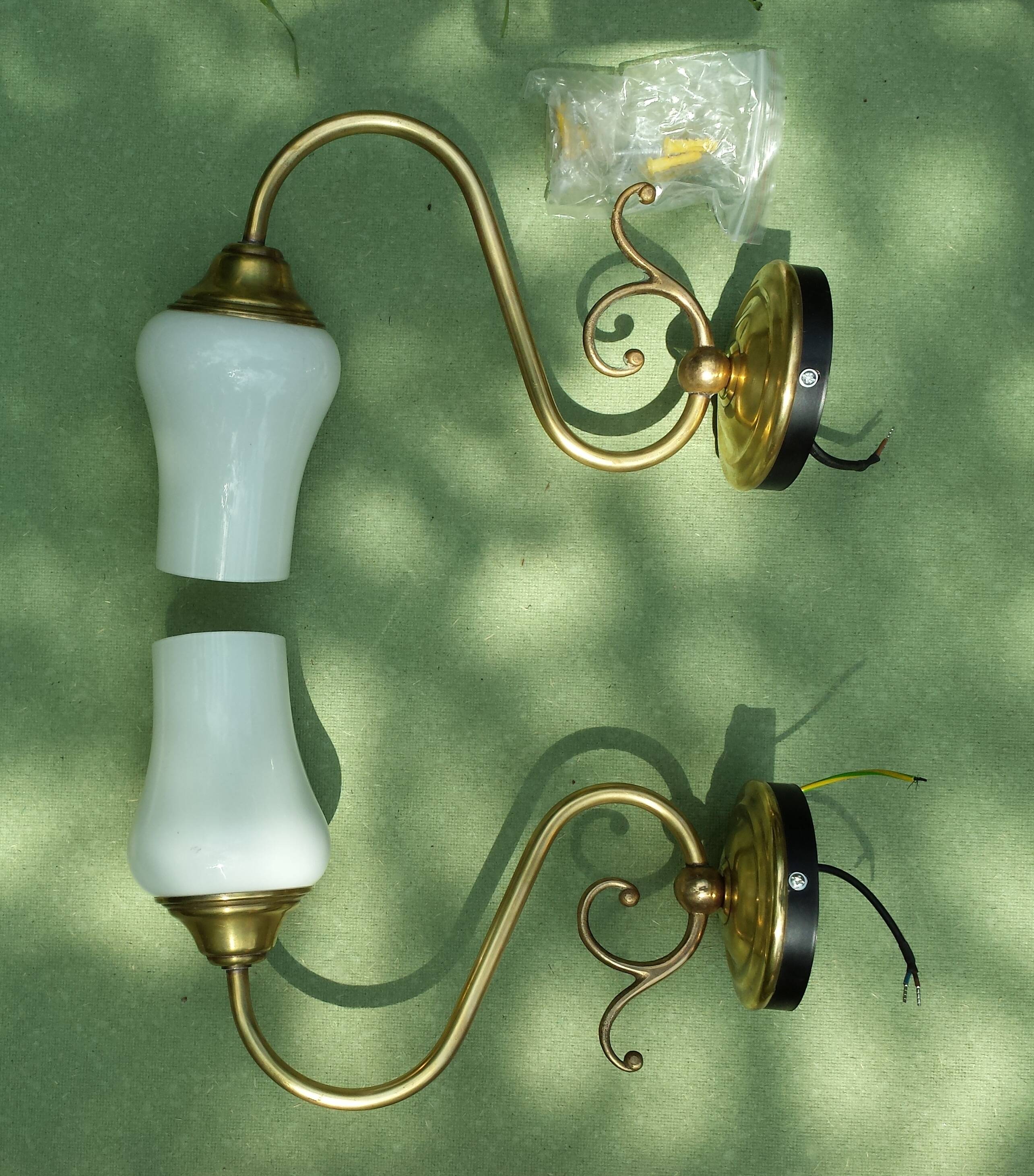 Pair of White Opaline Wall Sconces