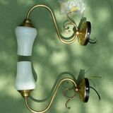 Pair of White Opaline Wall Sconces