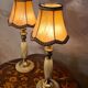 pair of green and brass onix lamps 1970, elec ok 35x14