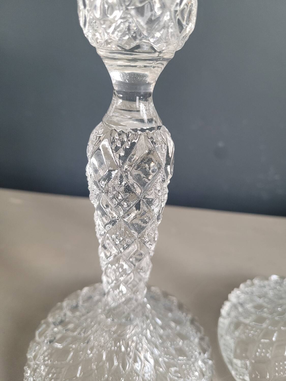 Pair of antique molded glass candlesticks