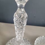 Pair of antique molded glass candlesticks