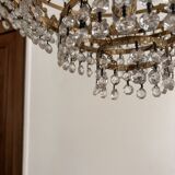 Antique Balloon Chandelier in Gilded Brass, Empire Style, 4 Lights