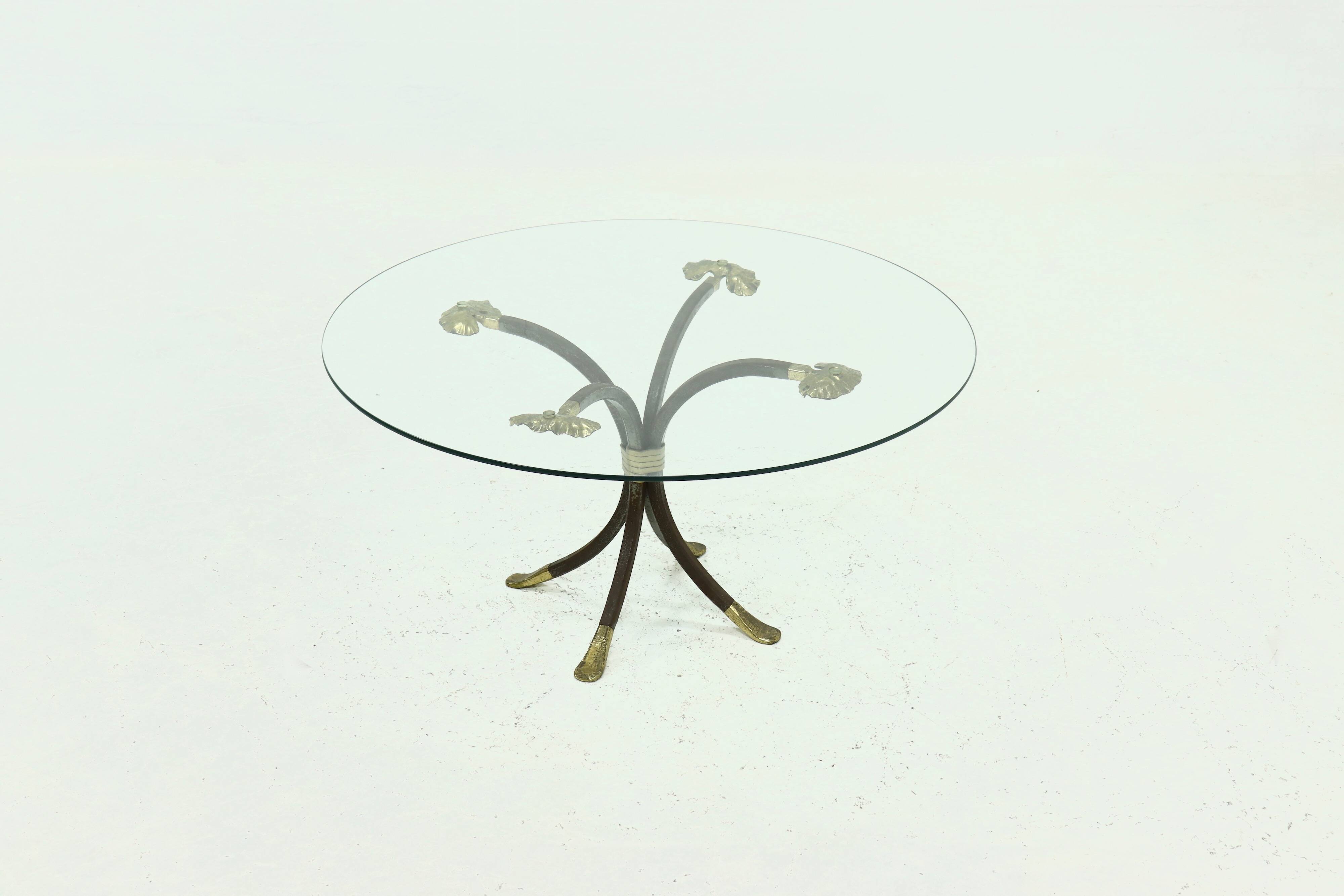 Coffee Table by Manfred Bredohl in Brass and Forged Iron 1970s