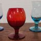 Set of 6 old liquor glasses on mismatched feet
