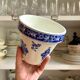 Gien flowerpot in blue and white enamelled earthenware